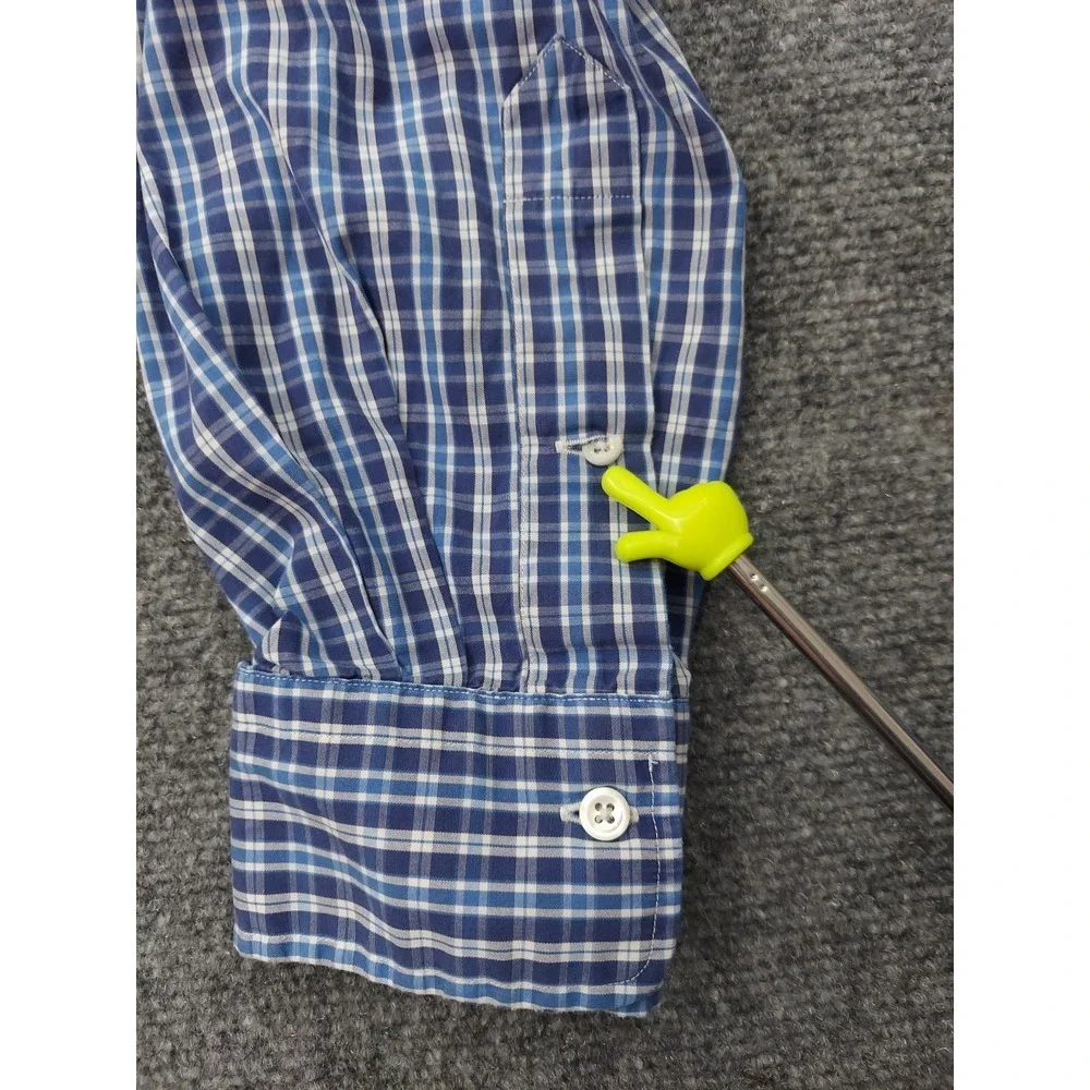 Vt POLO‎ RALPH LAUREN Shirt Mens 16.5-35 Blue Plaid Curham 2 Ply 100s Hong Kong